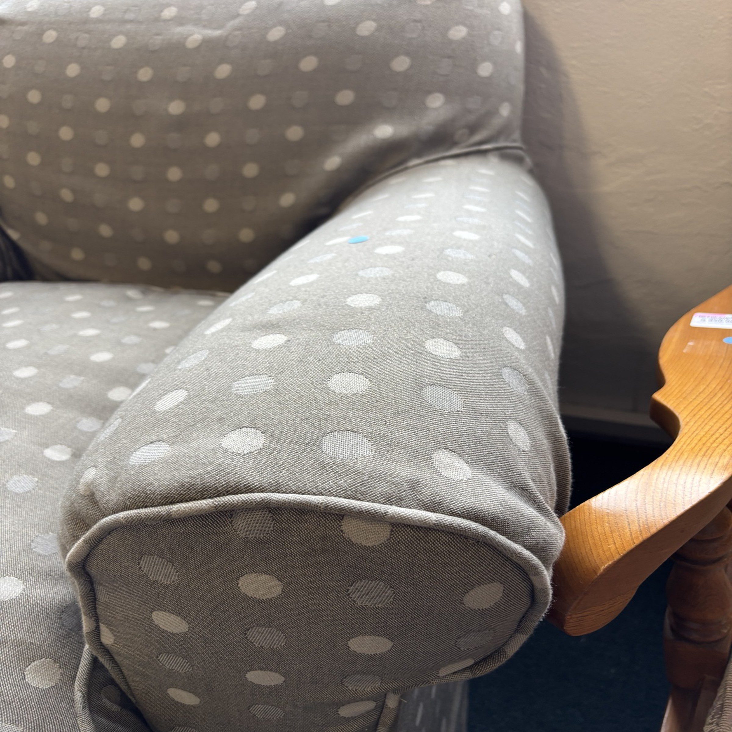 Classic Grey Polka Dot Upholstered Armchair (EACH) - Image 4
