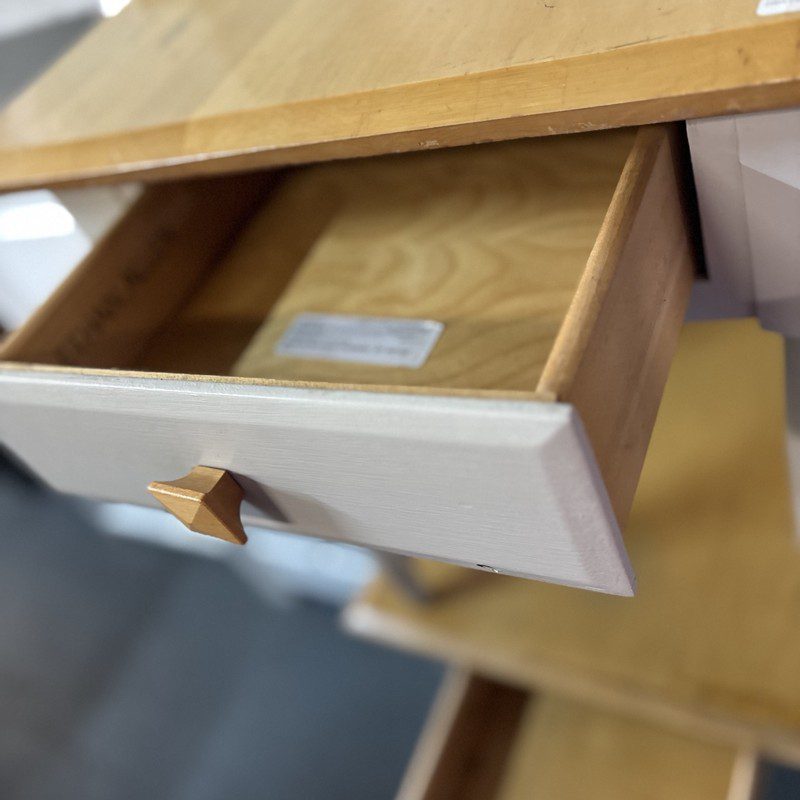 Pair of Grey Beech Pedestal Side Tables with Drawers - Image 4