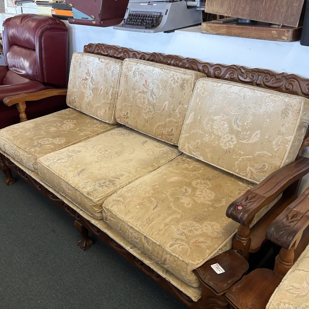 Ornately Carved Solid Wood Lounge Suite (3 piece) - Image 12