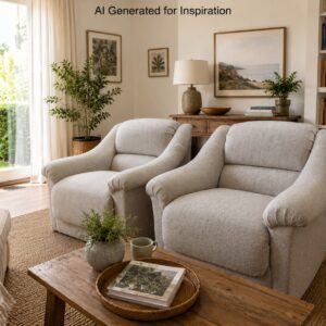 Pair of Light Beige Upholstered Armchairs