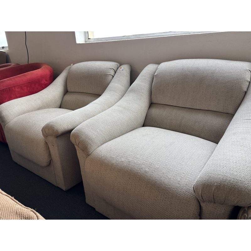 Pair of Light Beige Upholstered Armchairs - Image 2