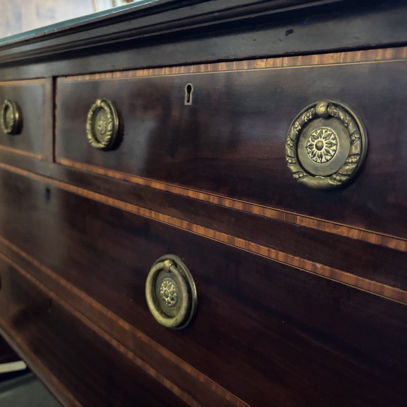 Mahogany Inlaid Chest of Drawers with Brass Pulls - Image 3