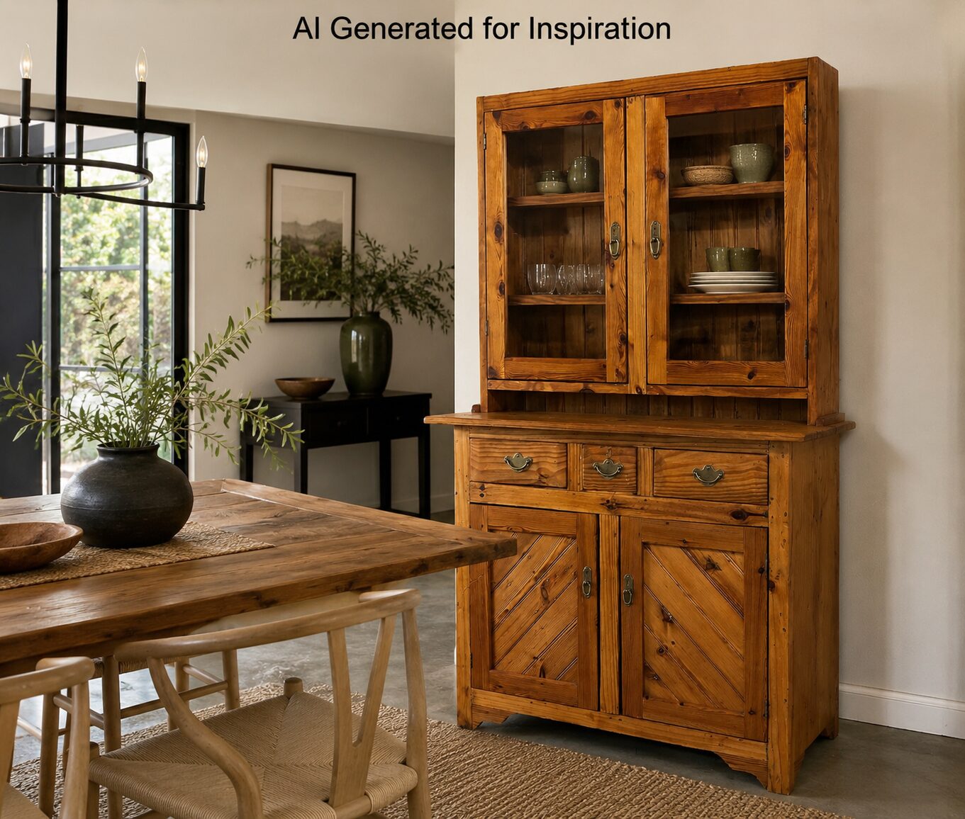 Oregon Pine Display Cabinet with Glass Doors
