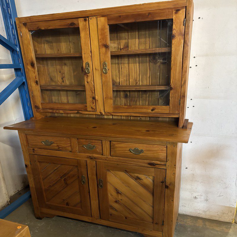 Oregon Pine Display Cabinet with Glass Doors - Image 6