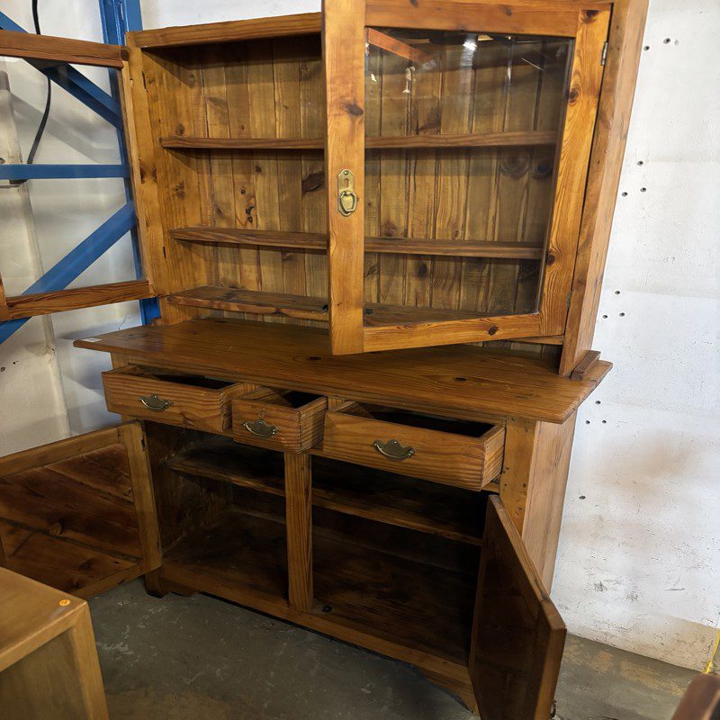 Oregon Pine Display Cabinet with Glass Doors - Image 2