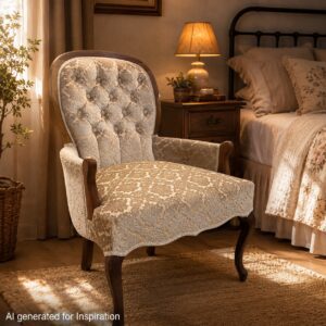 Queen Anne Tufted Upholstered Armchair