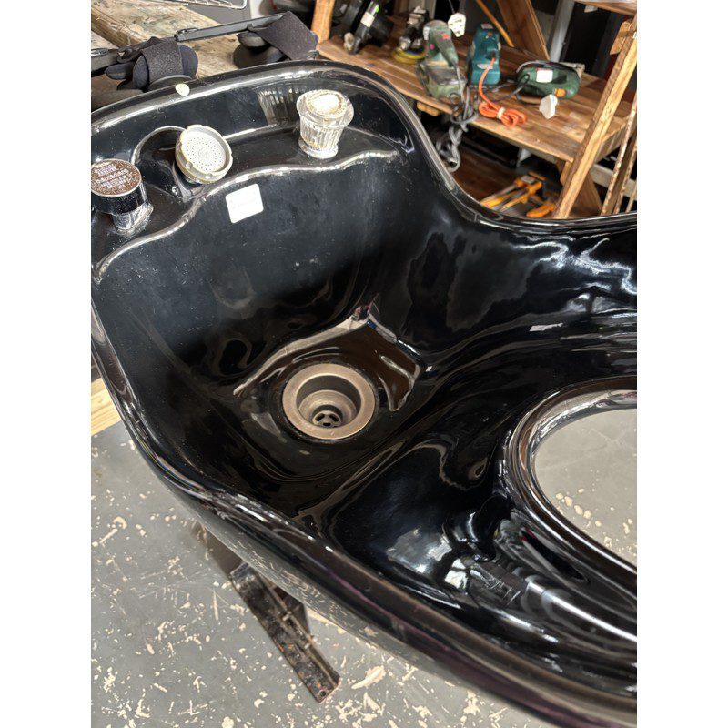 Black Salon Wash Basin on Stand with Fittings - Image 4