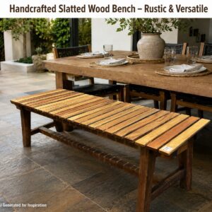 Handcrafted Slatted Timber Bench