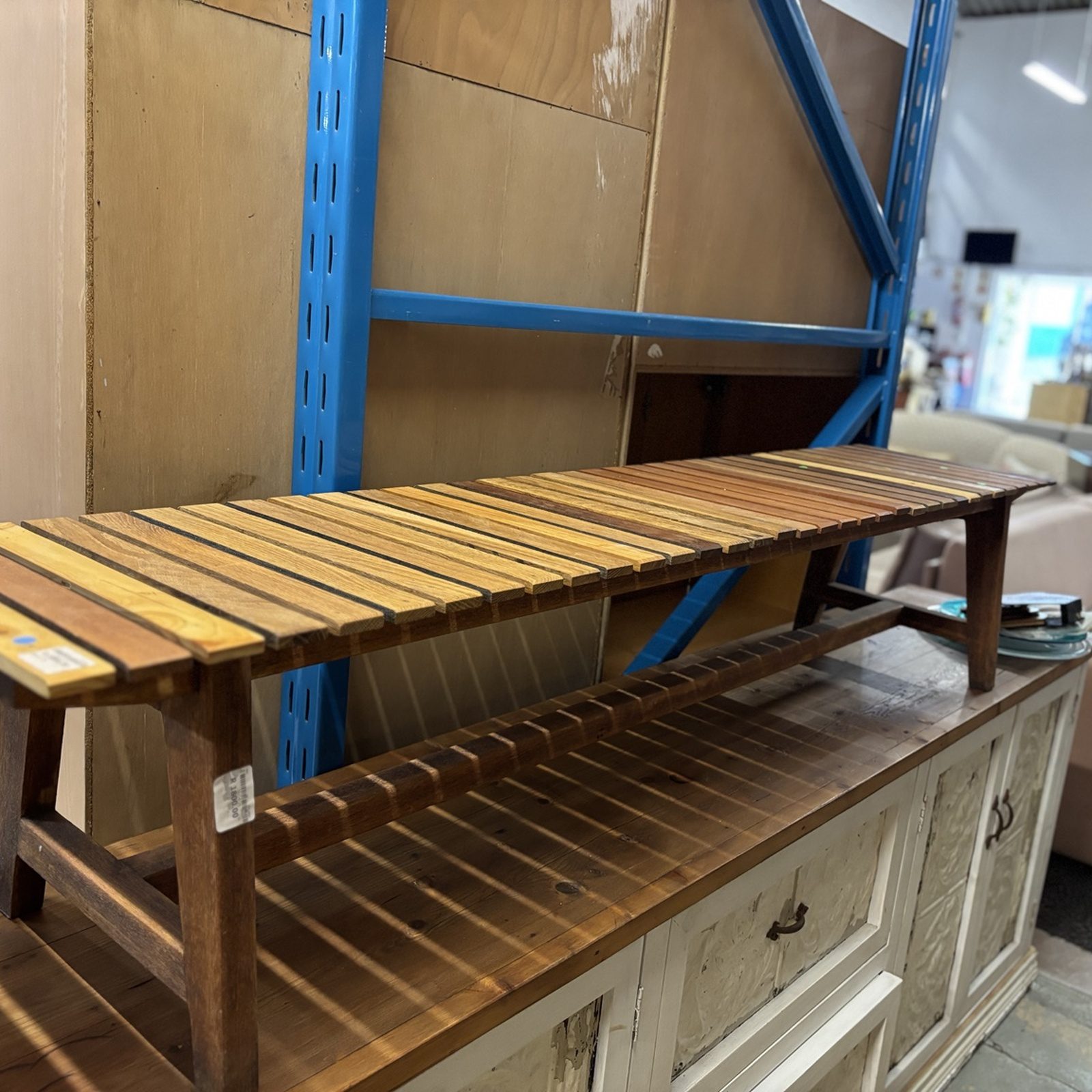 Handcrafted Slatted Timber Bench - Image 3