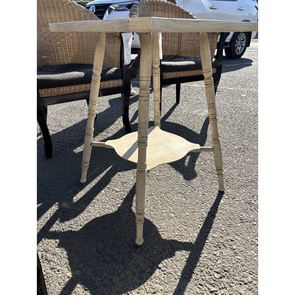 Vintage White Occasional Side Table with Shelf - Image 3