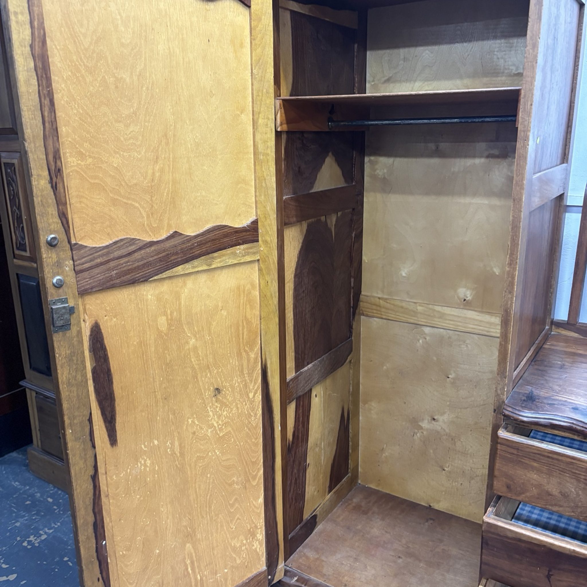 Solid Wood Wardrobe with Dressing Table & Mirror - Image 2