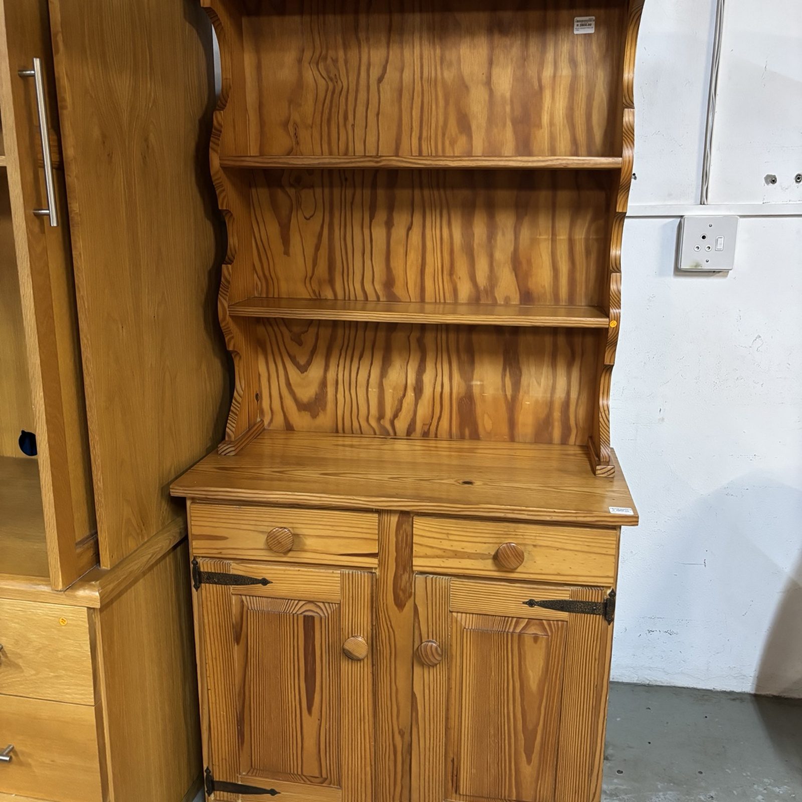 Rustic Pine Welsh Dresser with Shelves and Cupboard - Image 5