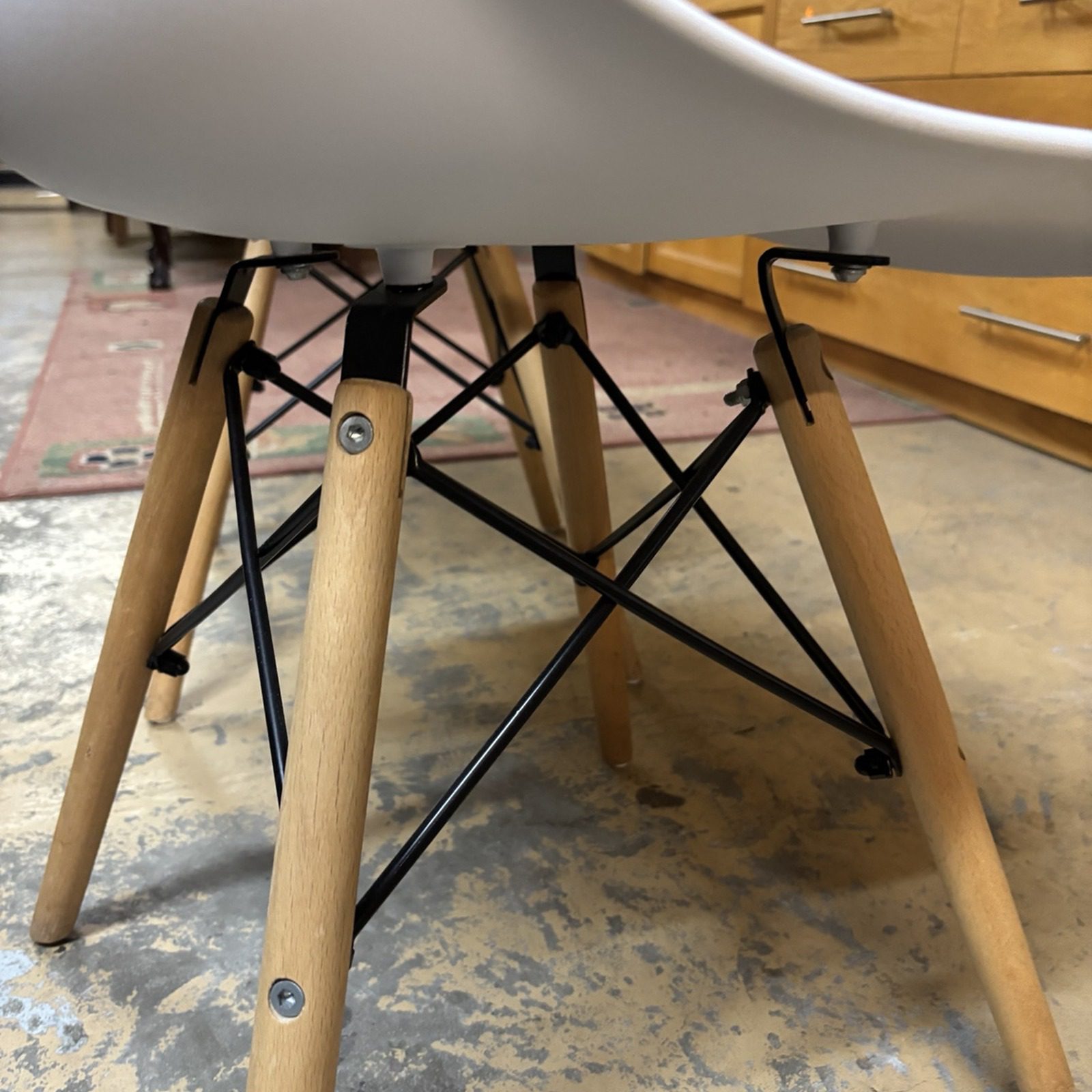 Set of 6 White Café Dining Chairs with Timber Legs - Image 6