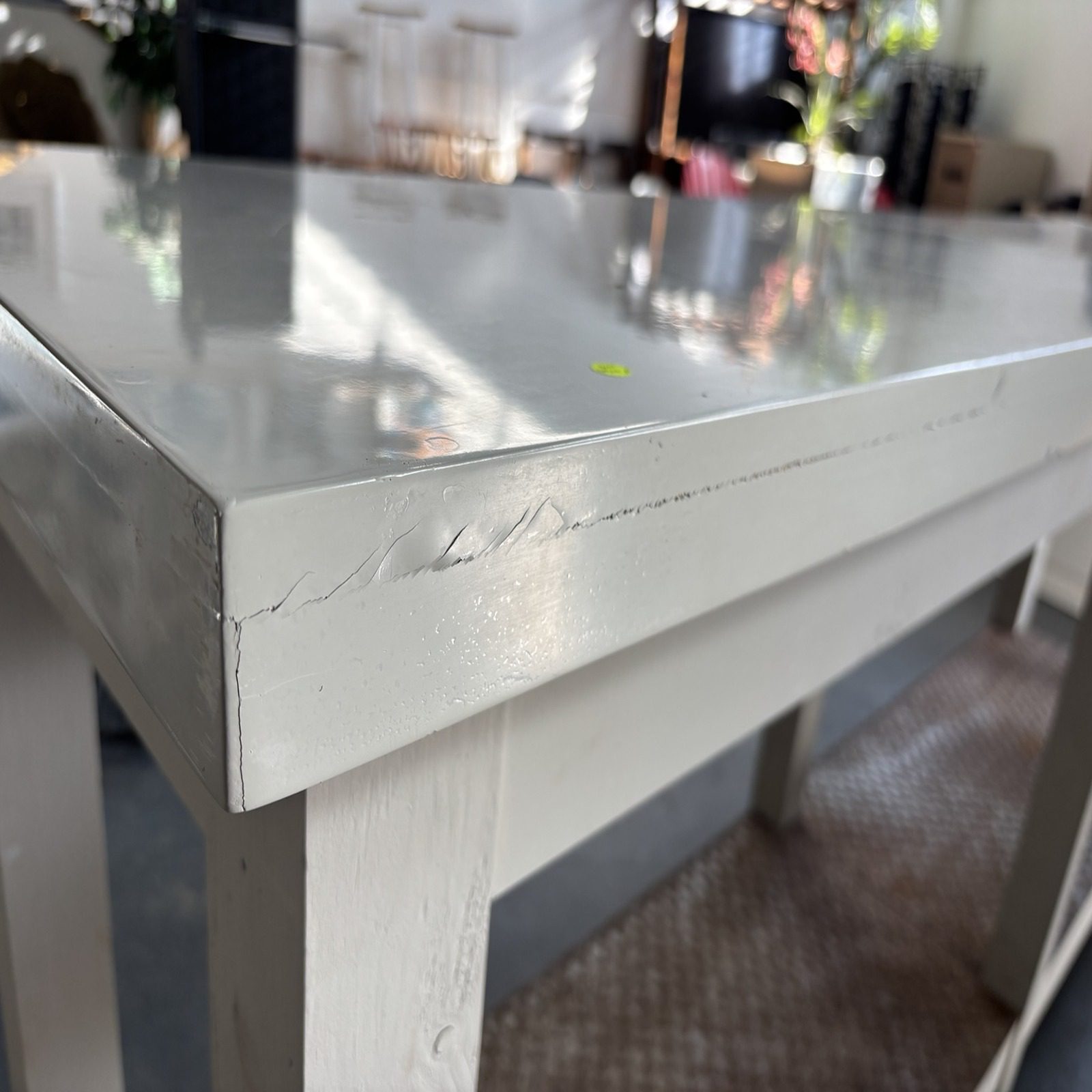 Large Taupe/White Counter Work Table on Castors - Image 3