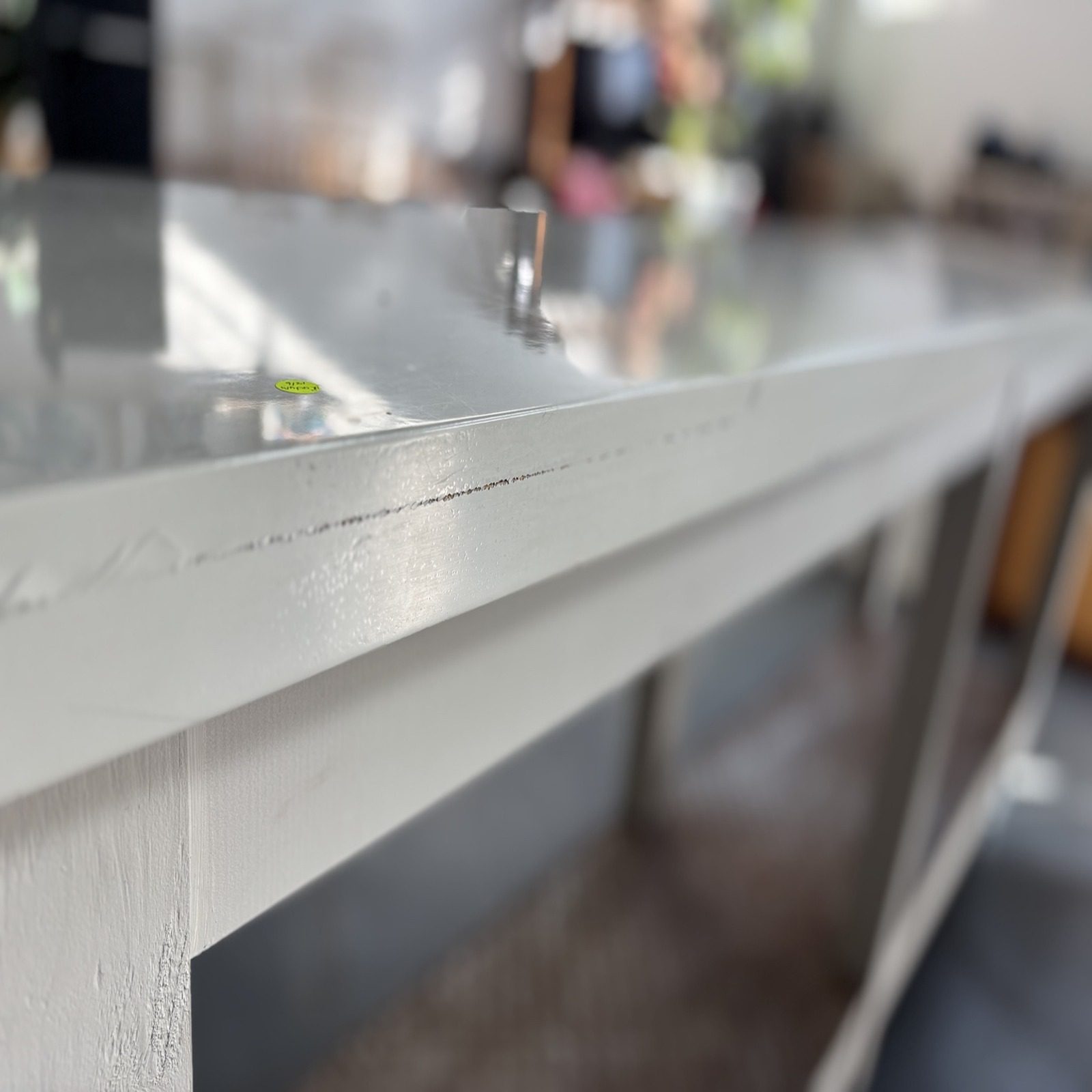 Large Taupe/White Counter Work Table on Castors - Image 2