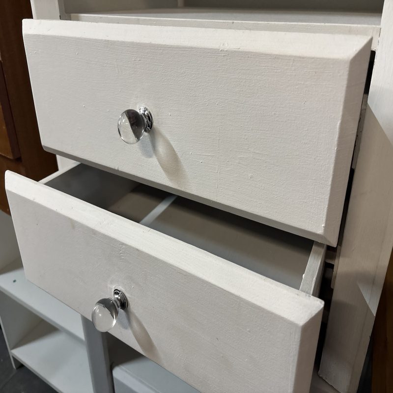 White Pedestal Drawer Set with Open Shelf Storage - Image 4