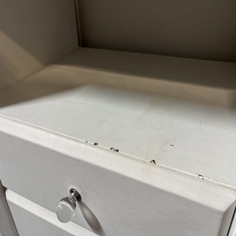White Pedestal Drawer Set with Open Shelf Storage - Image 3