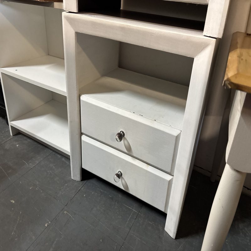 White Pedestal Drawer Set with Open Shelf Storage - Image 2