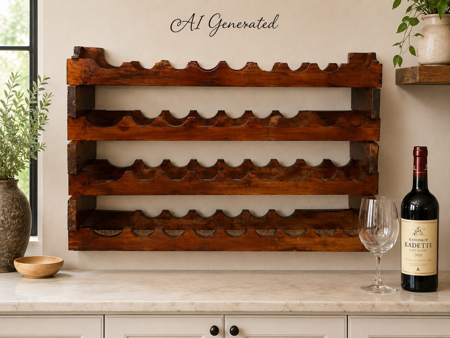 Solid Wooden 4-Tier Wine Rack – Holds Multiple Bottles