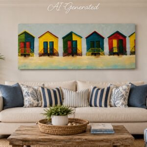 Iconic Muizenberg Beach Huts Canvas Wall Art