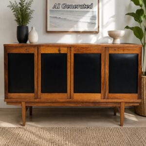Mid-Century 4 Door Solid Wood Sideboard