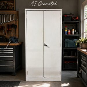 White Lockable Steel Stationery Cabinet with Adjustable Shelves