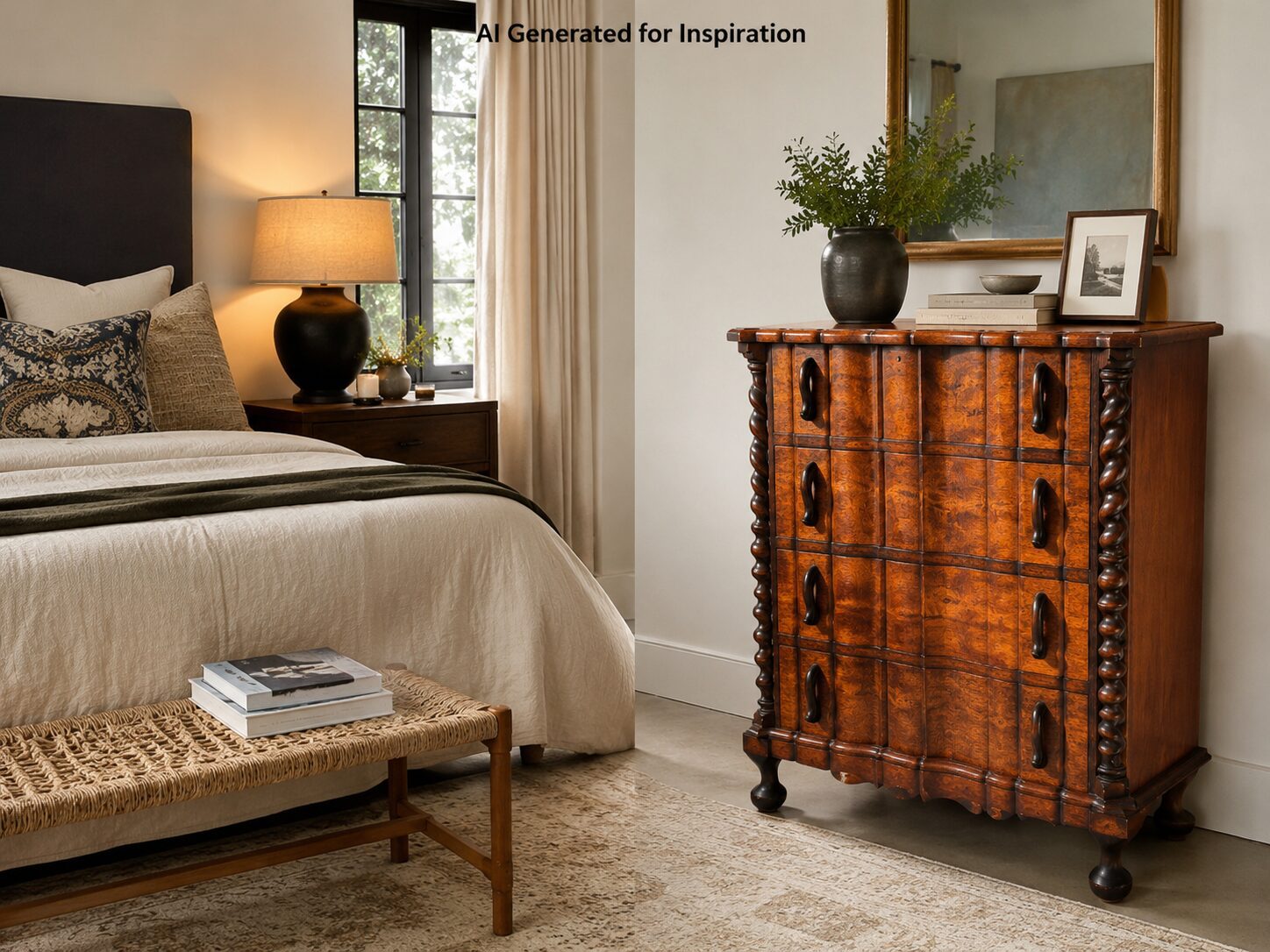 Antique-Style Barley Twist 4 Drawer Chest