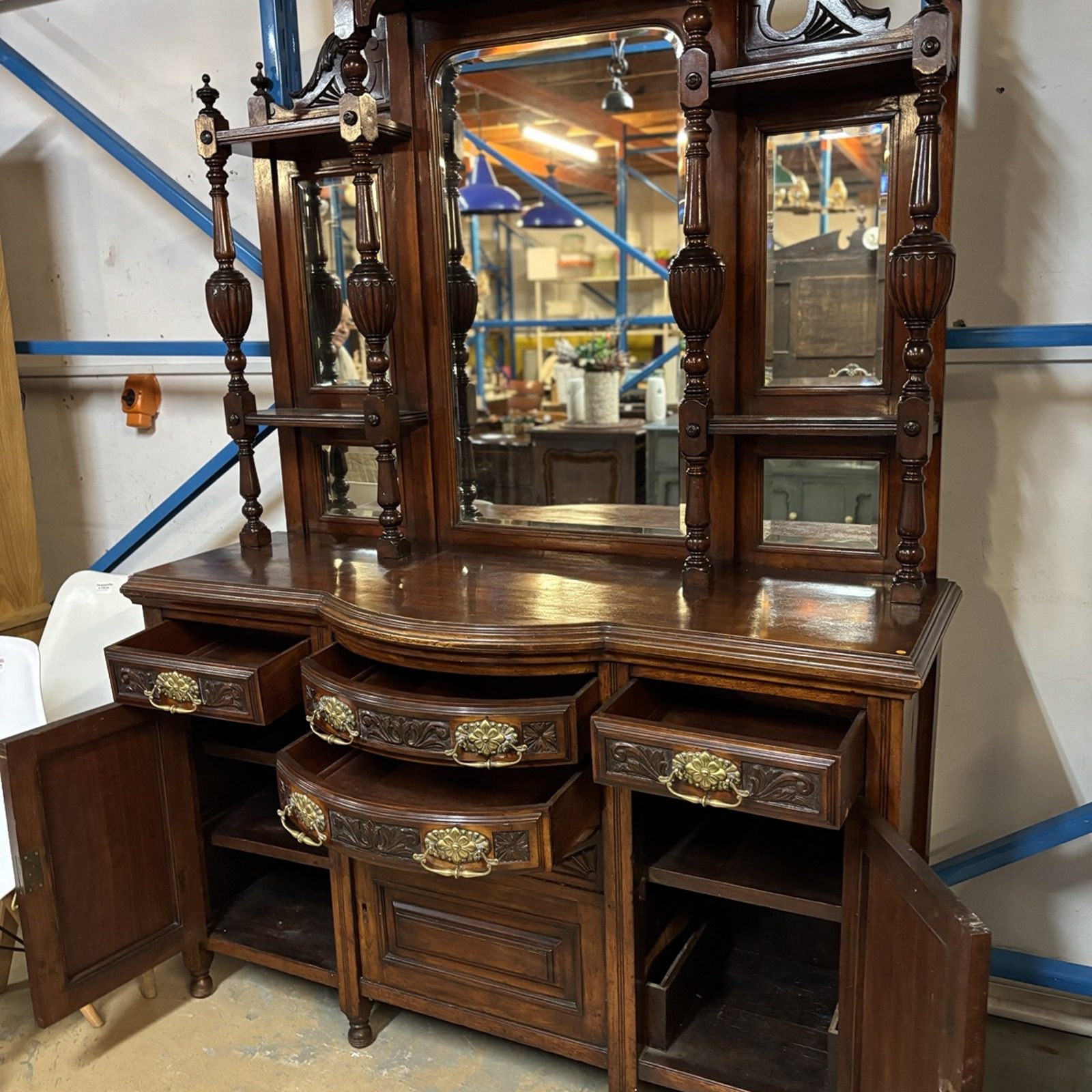 Antique Rosewood Sideboard with Bevelled Mirror - Image 6