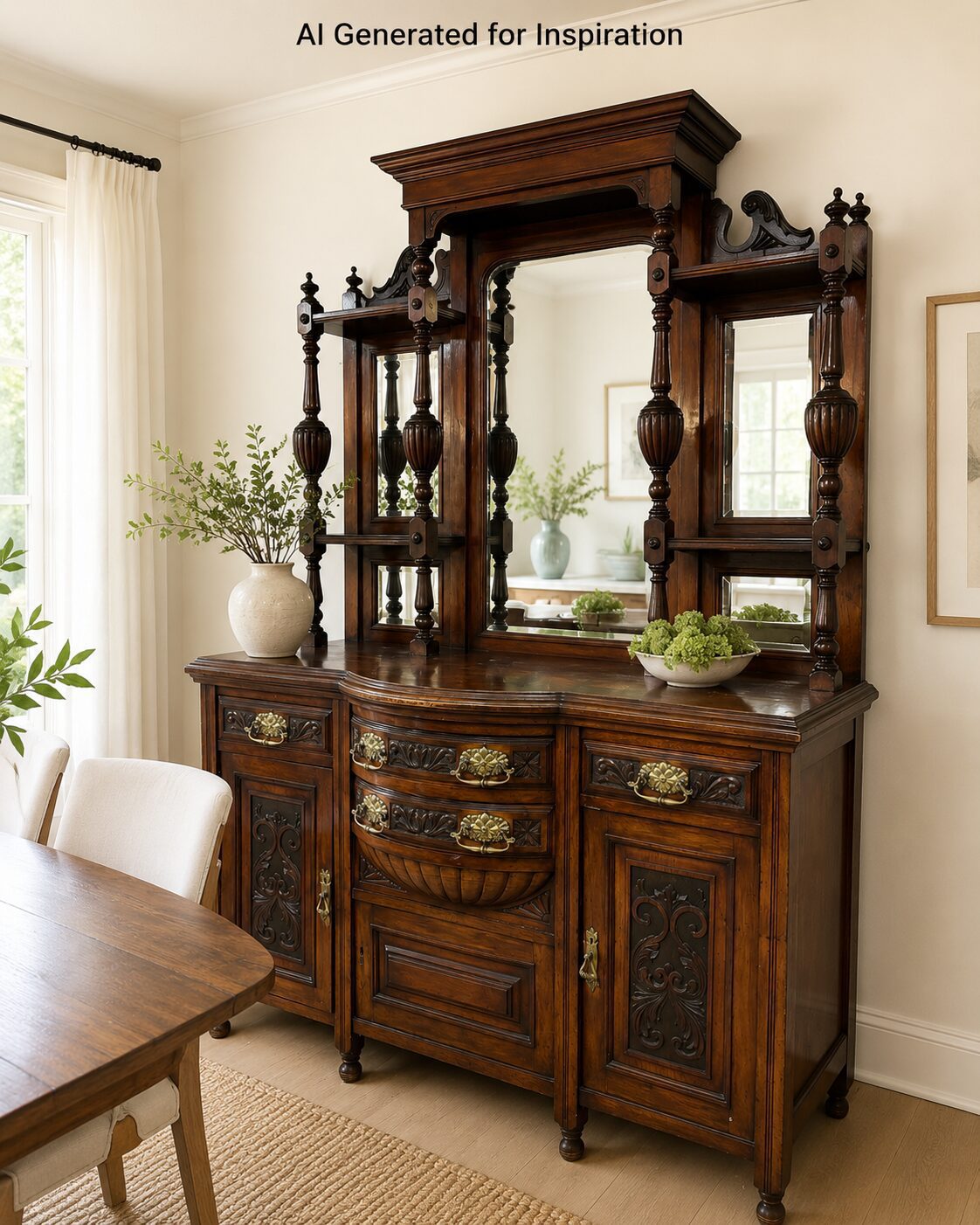 Antique Rosewood Sideboard with Bevelled Mirror