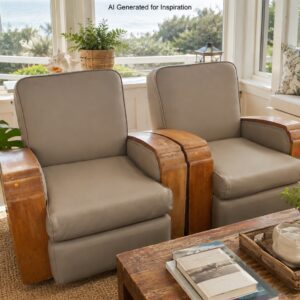 Pair of Art Deco Lounge Armchairs – Newly Upholstered