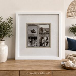 Large Beach Collage Print in White Frame