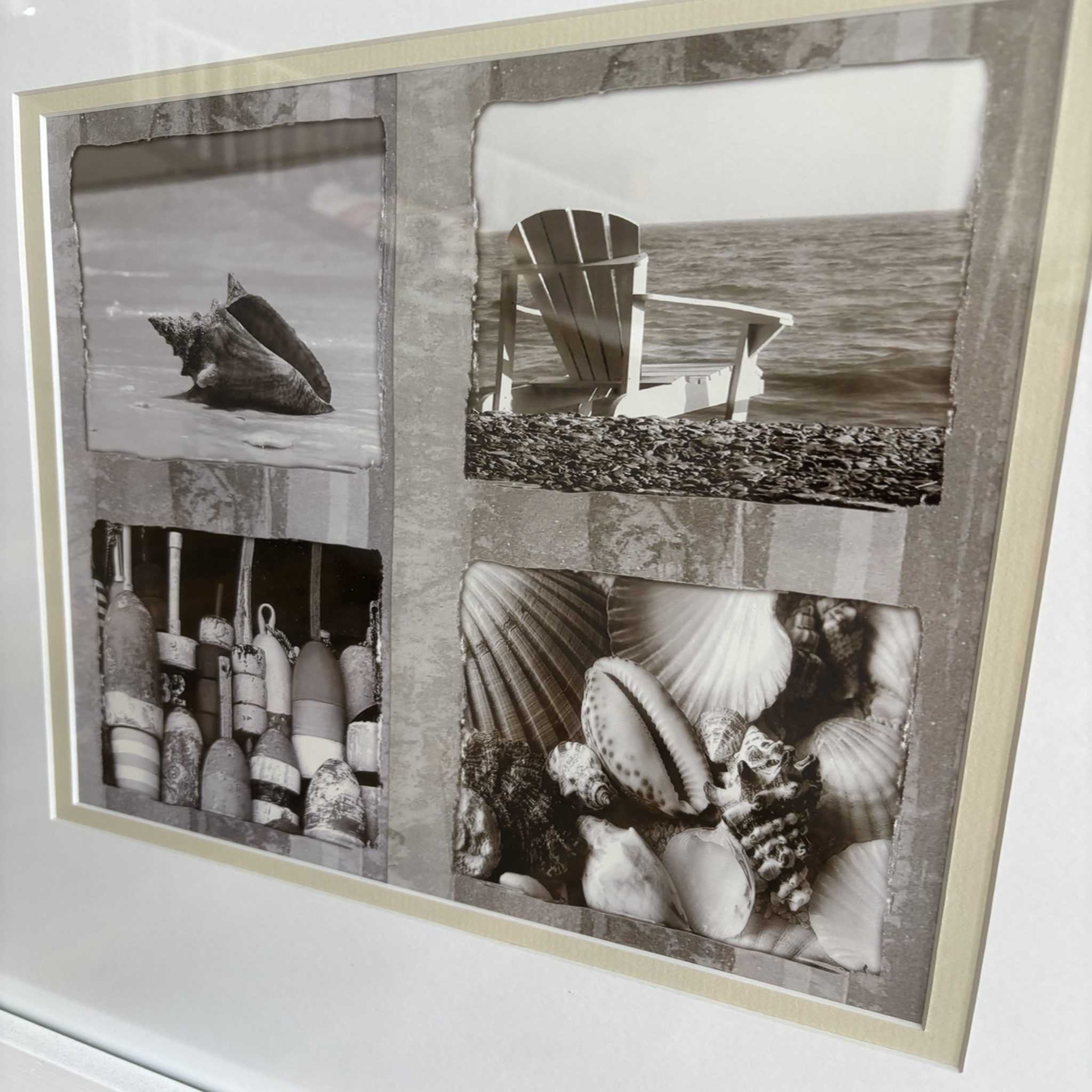 Large Beach Collage Print in White Frame - Image 3