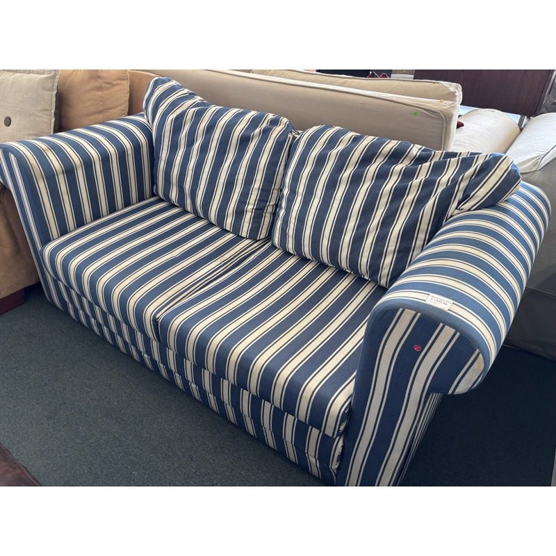 Blue & White Striped Sleeper Couch - Image 4