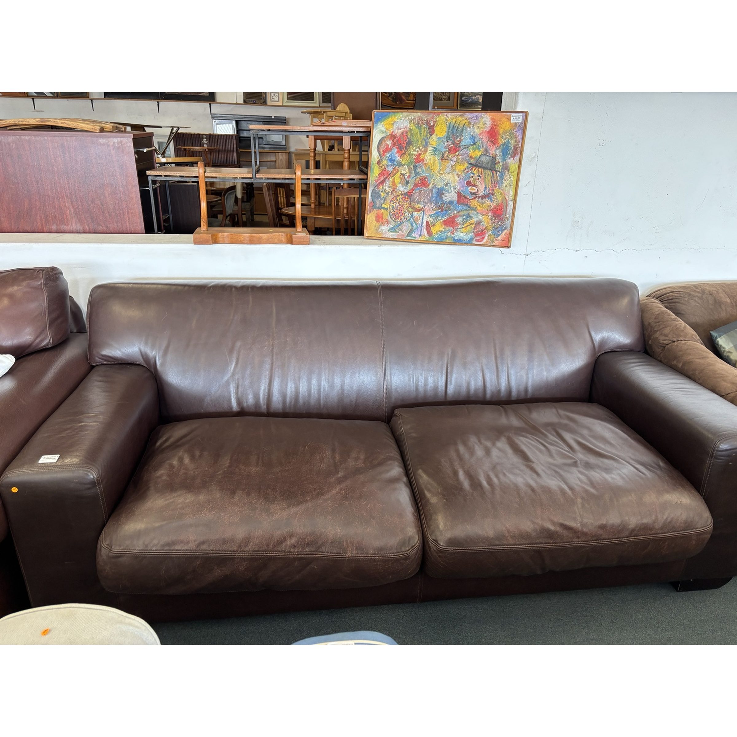 Brown Genuine Leather 2-Seater Sofa - Image 4