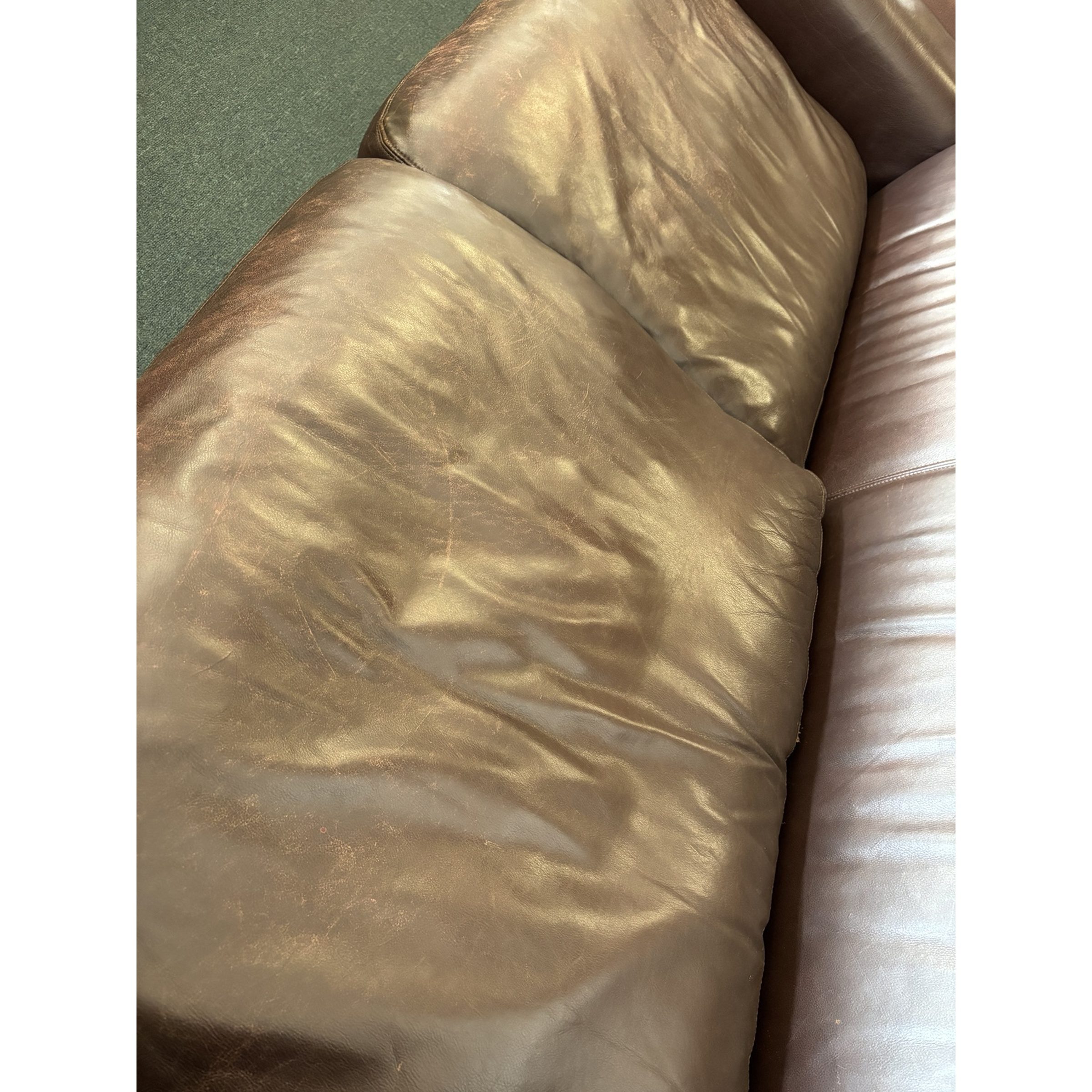 Brown Genuine Leather 2-Seater Sofa - Image 2