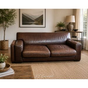 Brown Genuine Leather 2-Seater Sofa