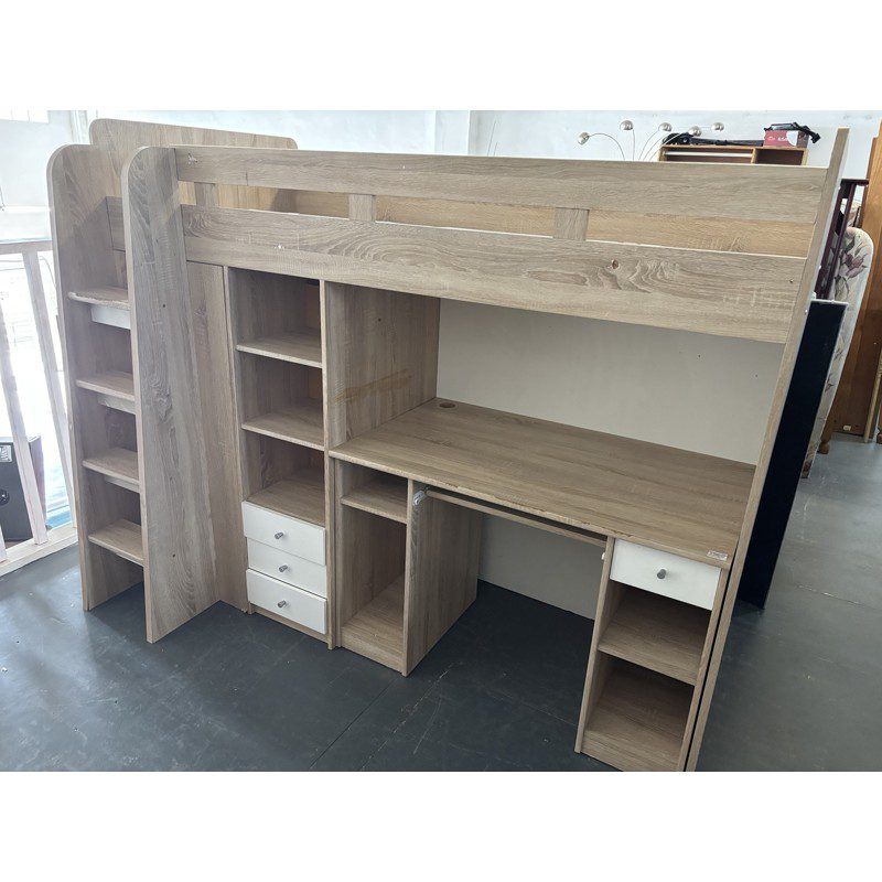 Oak Finish Bunk Bed with Workstation & Wardrobe - Image 7