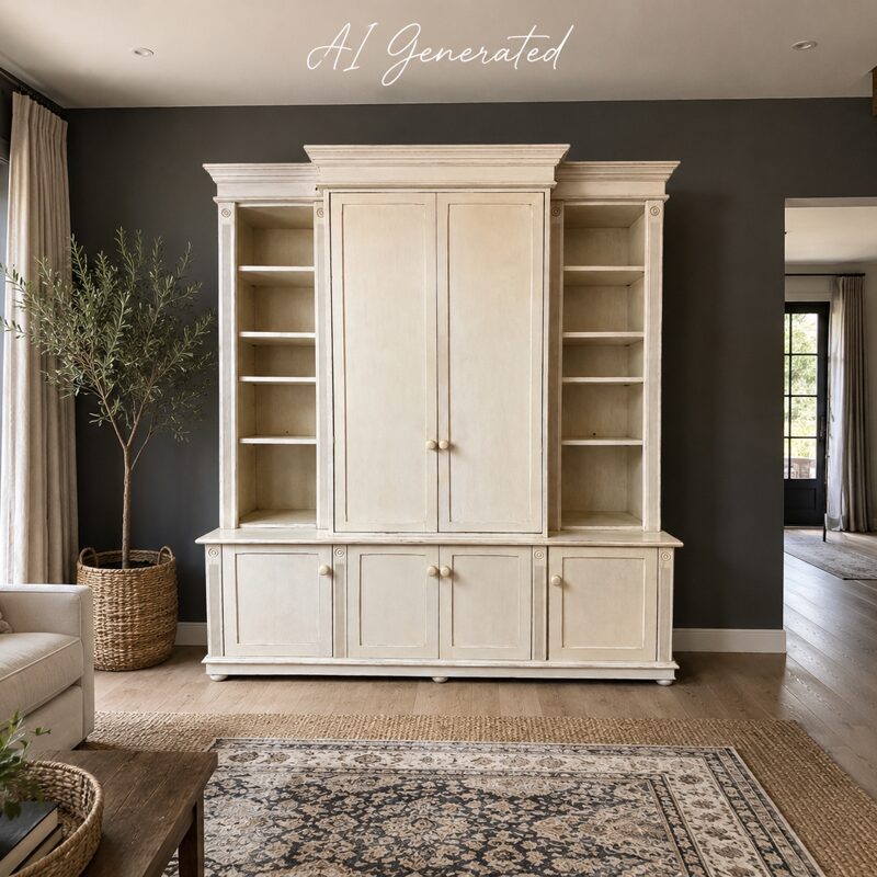 Large Cream Entertainment & Display Wall Unit