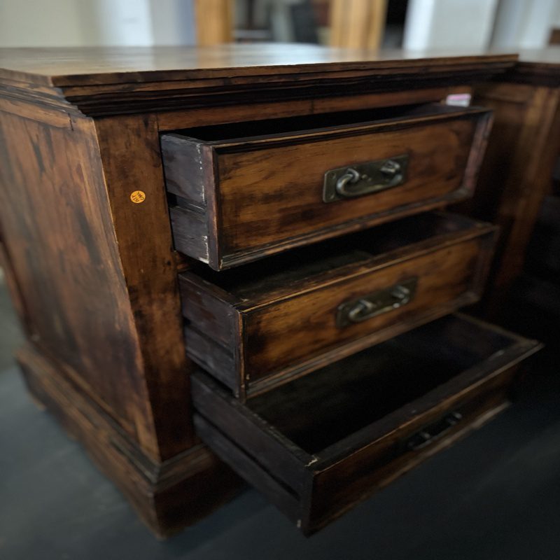 Solid Dark Wood 3 Drawer Bedside Pedestals – Set of 2 - Image 3