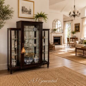 Classic Dark Wood Glass Display Cabinet