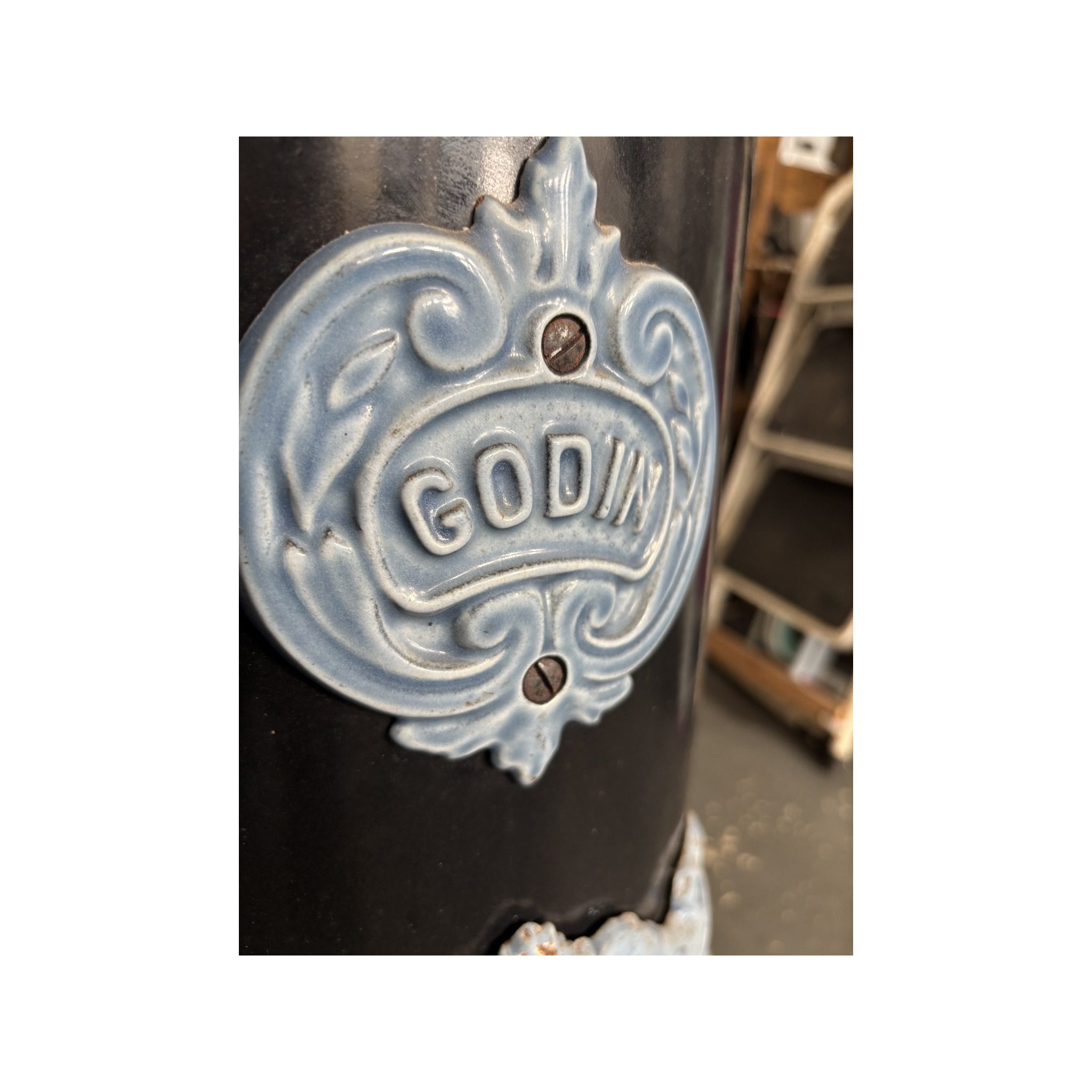 Godin Small Cast Iron Coal Fireplace – Blue & Black - Image 4