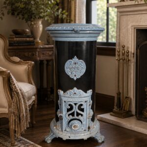 Godin Small Cast Iron Coal Fireplace – Blue & Black