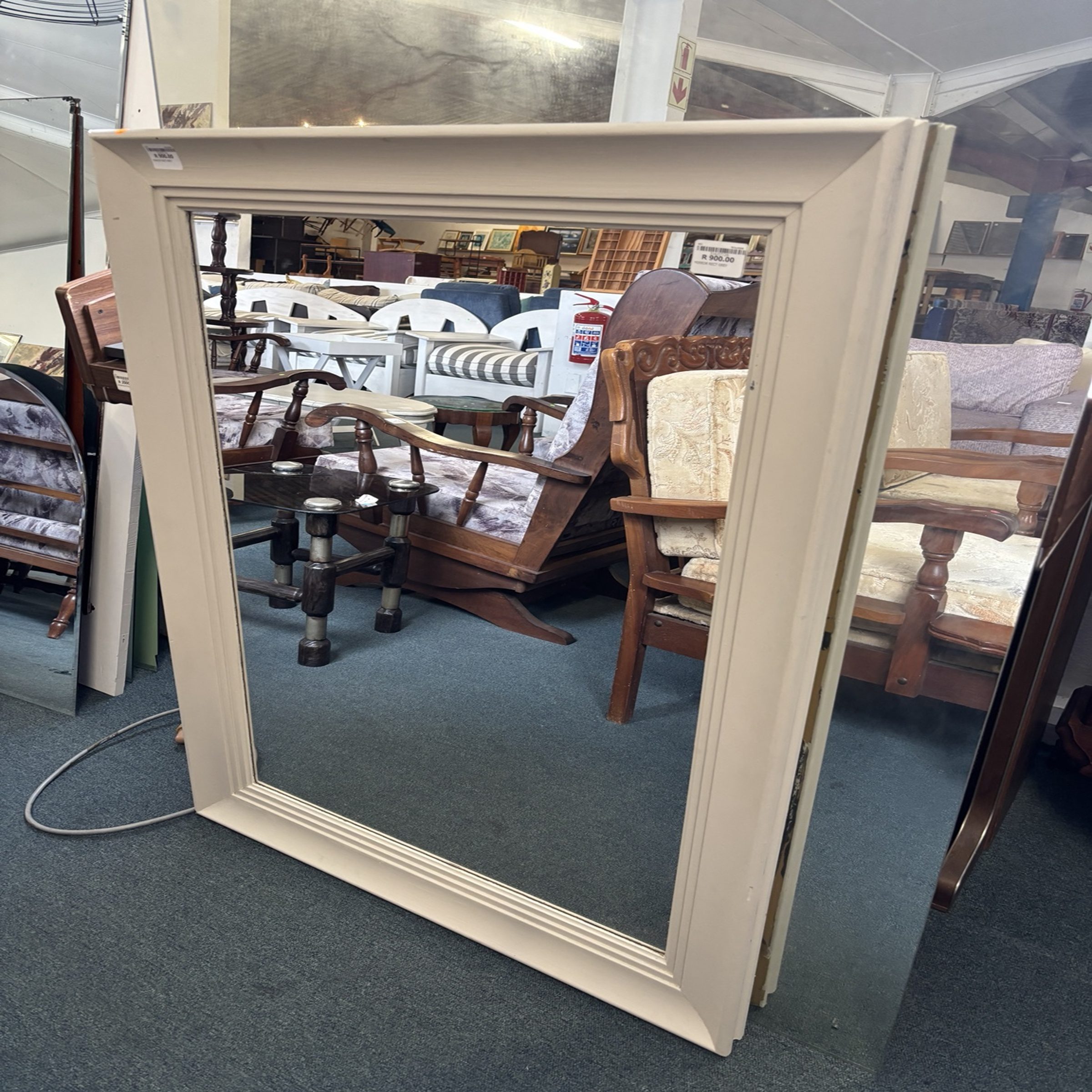 Grey Framed Rectangular Wall Mirror - Image 2