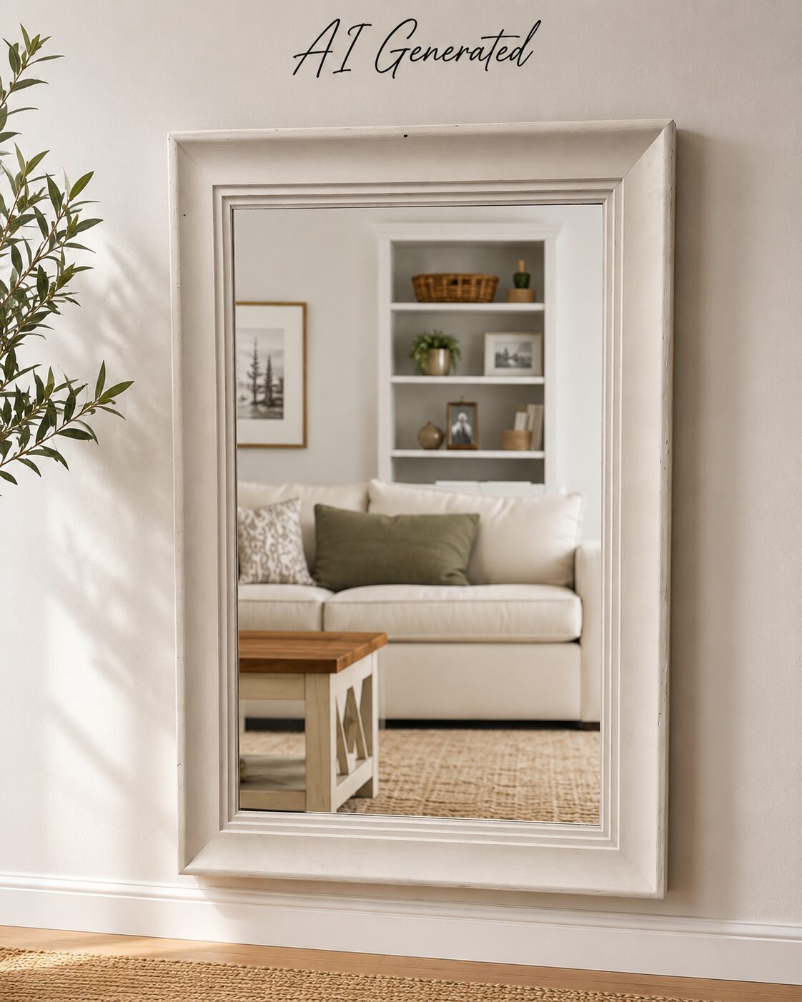 Grey Framed Rectangular Wall Mirror