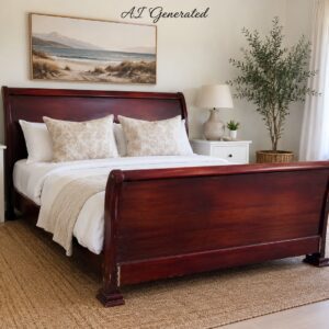 Mahogany King Sleigh Bed Frame (152cm)