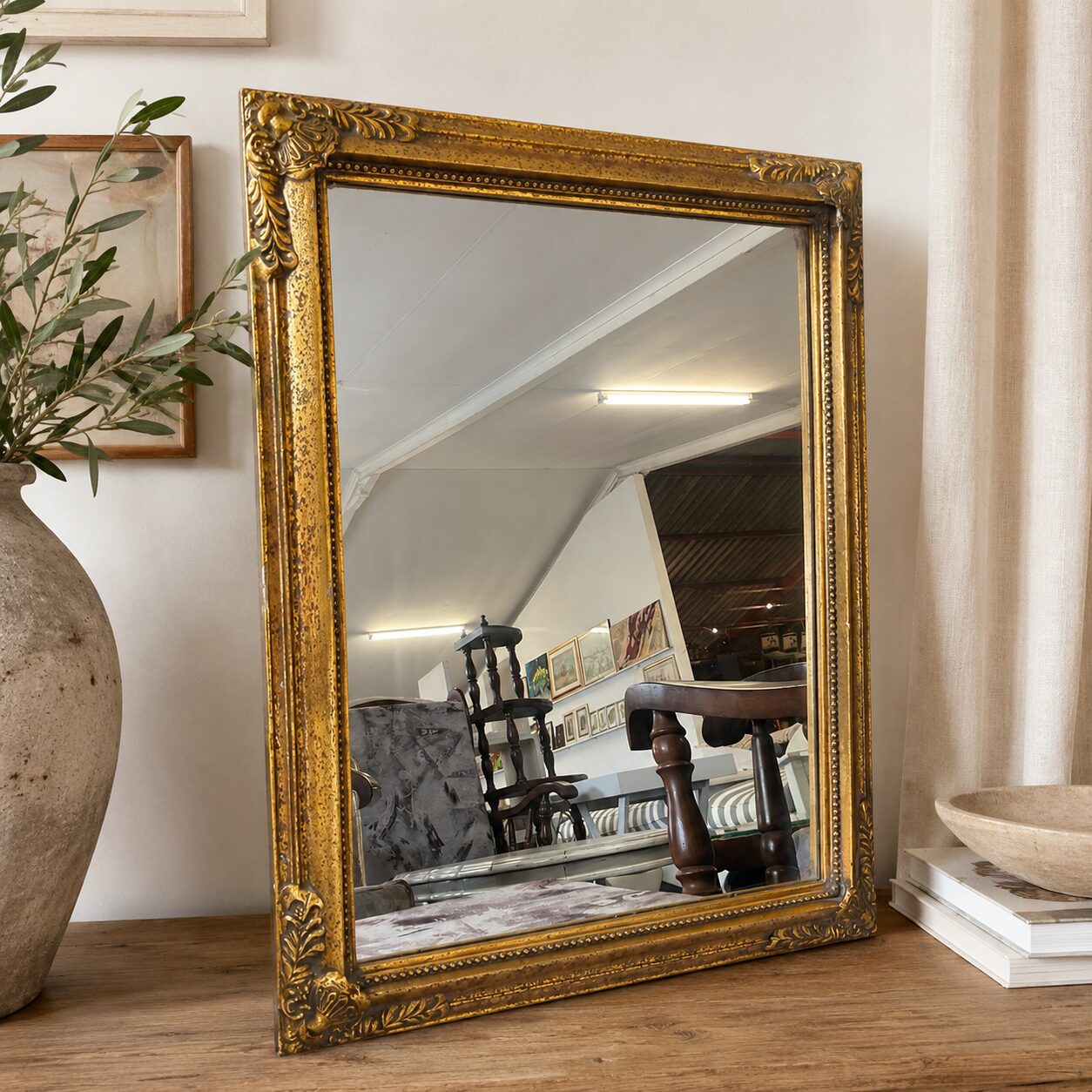 Vintage Rectangular Gilt Framed Mirror