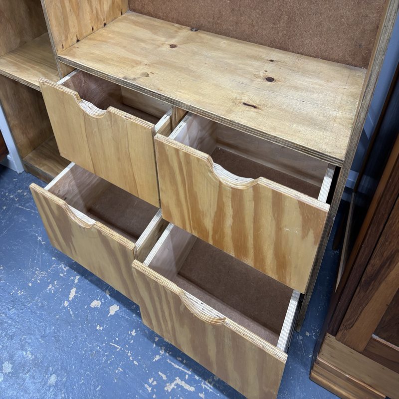 Plywood Open Wardrobe with Shelves & 4 Drawers - Image 4