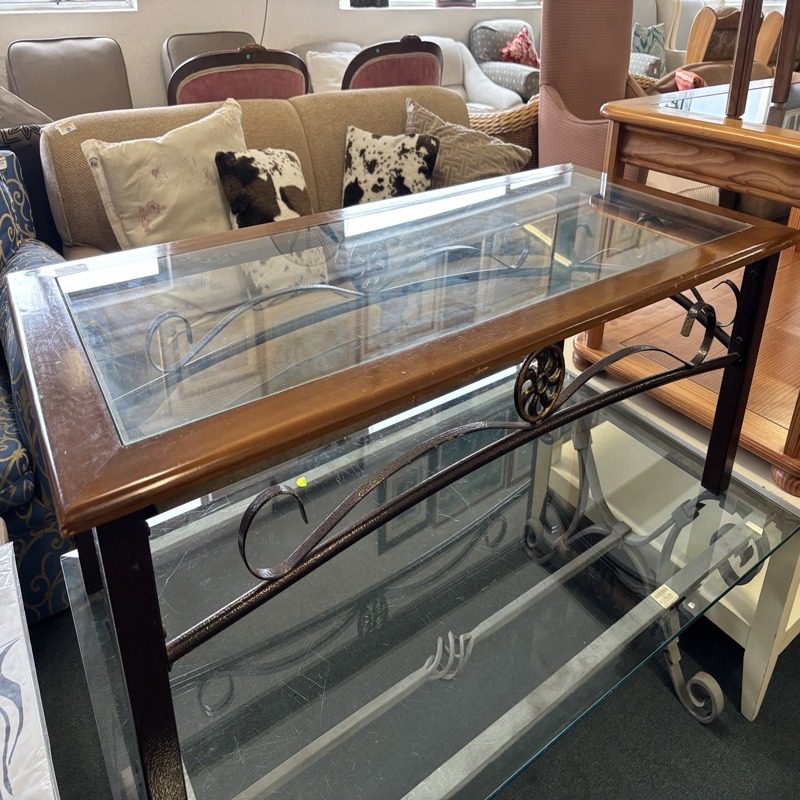 Rectangular Glass Top Coffee Table with Metal Base - Image 4
