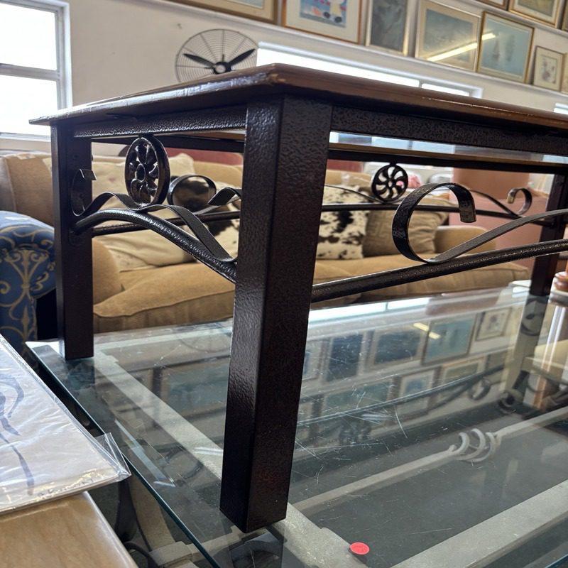 Rectangular Glass Top Coffee Table with Metal Base - Image 3