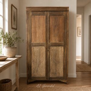 Rustic Solid Wood Two Door Storage Cupboard